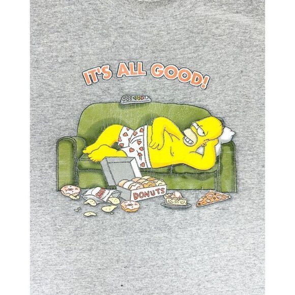 Vintage Y2k Homer Simpson T-shirt Gray Large It's All Good - Picture 3 of 8